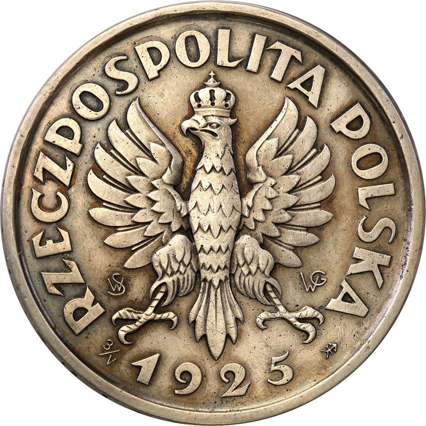 II RP. PRÓBA srebro 5 złotych 1925 Konstytucja SW-WG 100 perełek - RZADKOŚĆ